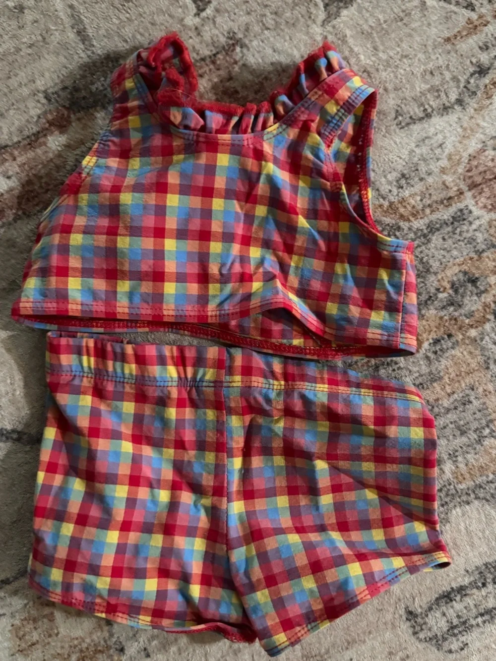 Old Navy Red Yellow Blue Plaid Girls Matching Set